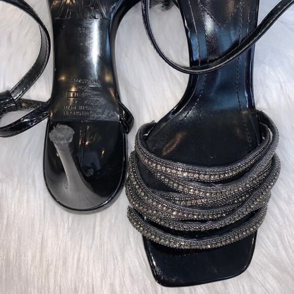 ZARA Shiny Beaded High Heel Sandals - Picture 12 of 12